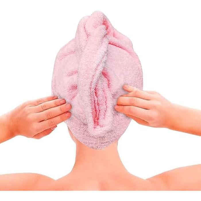 Button Hair Towel - Ultra-soft absorbent towel with an elastic loop and button closure that keeps hair wrapped in place, promoting smoother drying experience and faster moisture removal. - Image 4